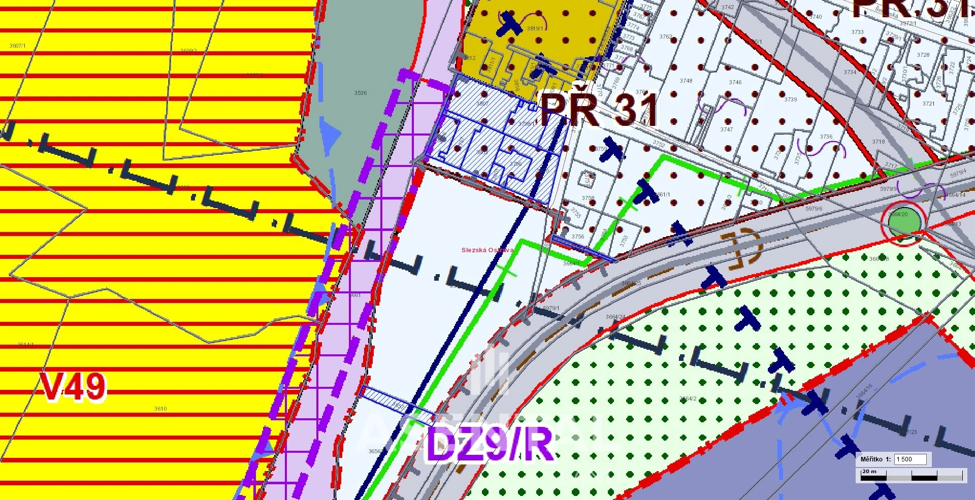Prodej souboru pozemků o výměře 7 511 m² v k.ú. Slezská Ostrava v lehkém průmyslu s plochou přestavby - plochy smíšené - bydlení a služby