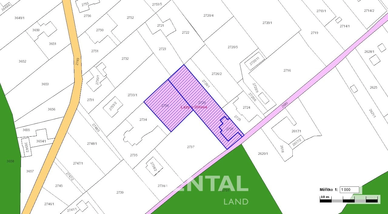 Prodej souboru pozemků o výměře 2 540 m² v k.ú. Lazy u Orlové