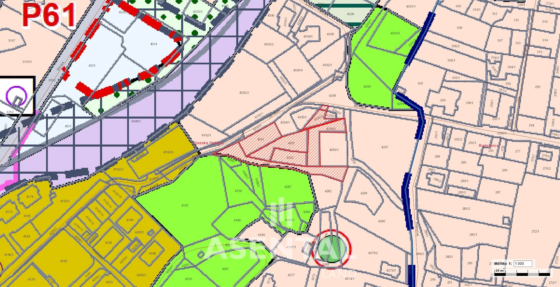 Prodej souboru pozemků o výměře 3 381 m² v k.ú. Slezská Ostrava