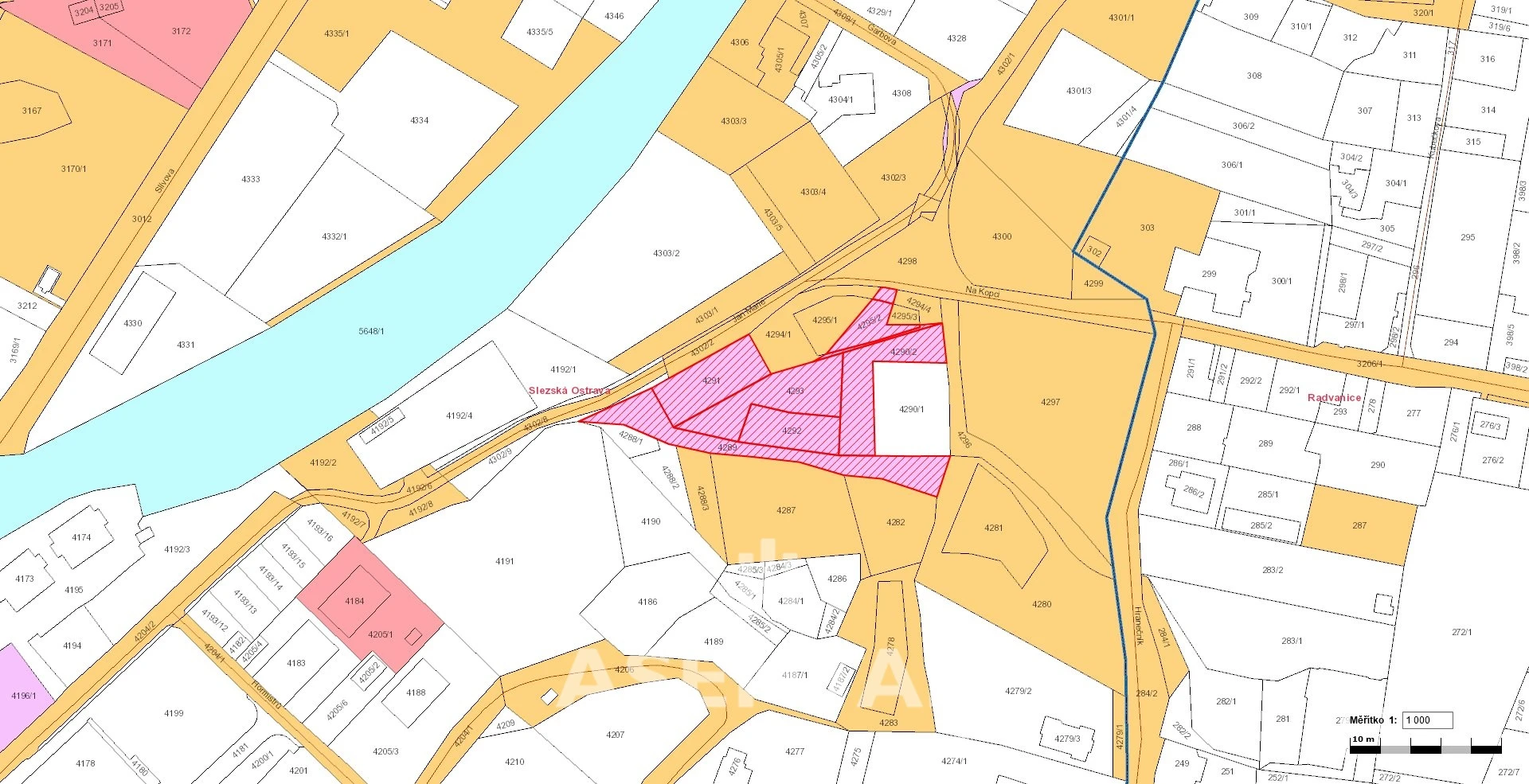 Prodej souboru pozemků o výměře 3 381 m² v k.ú. Slezská Ostrava