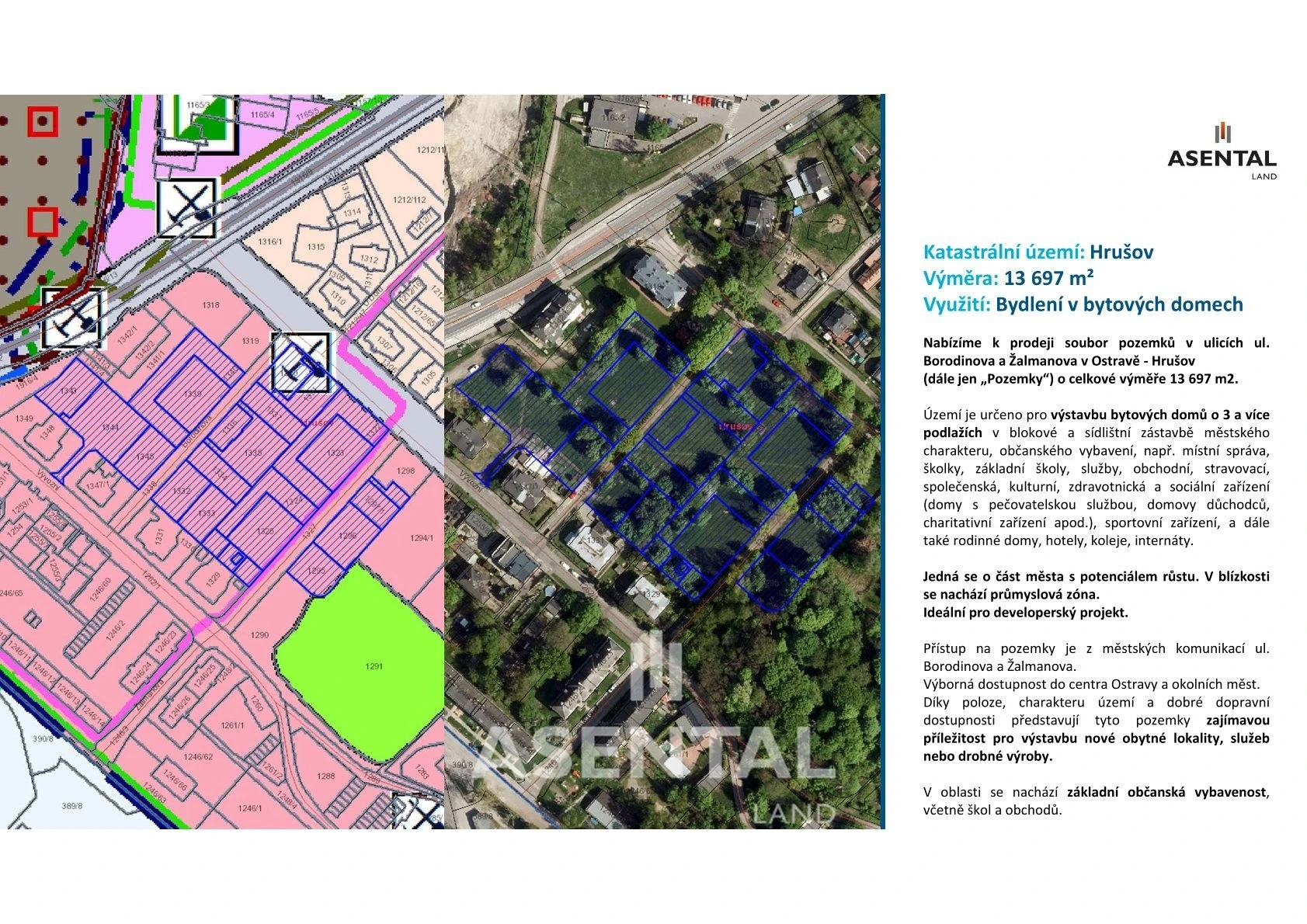 Prodej souboru pozemků o výměře 13 697 m² v k.ú. Hrušov