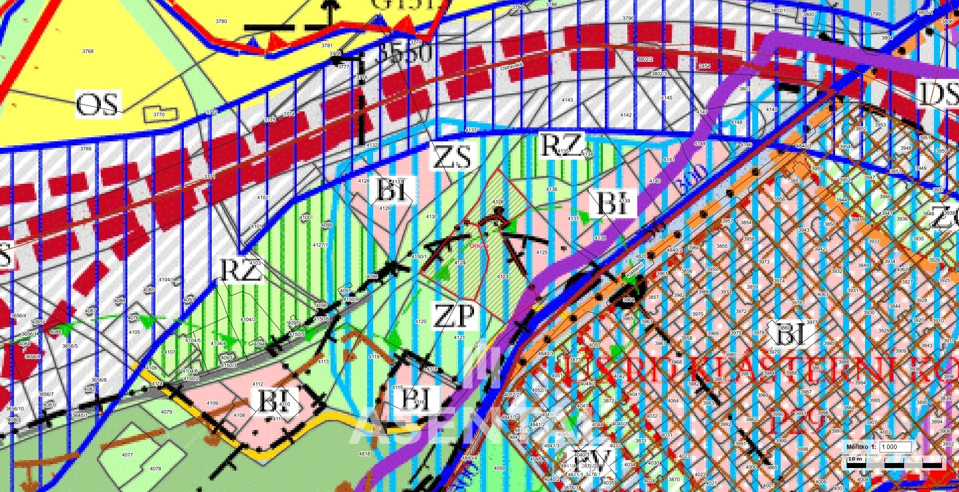 Prodej souboru pozemků o celkové výměře 2 442 m² v k.ú. Orlová