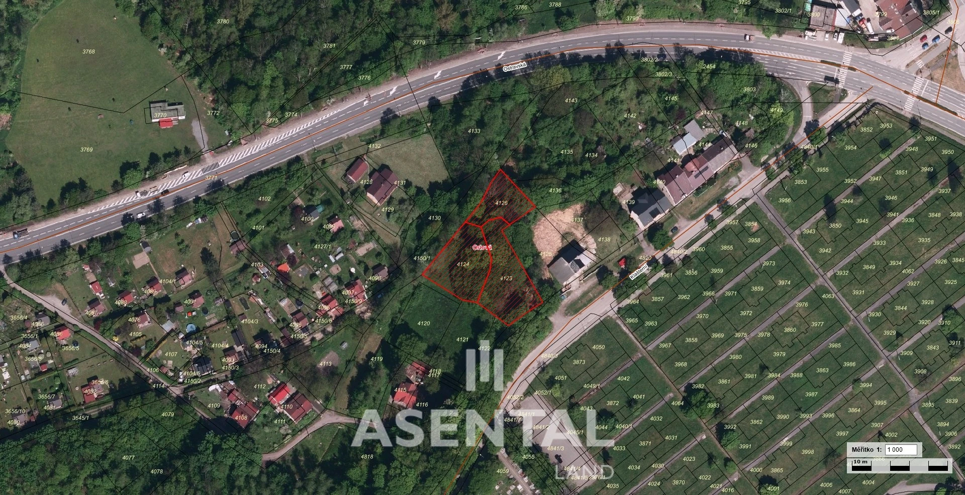 Prodej souboru pozemků o celkové výměře 2 442 m² v k.ú. Orlová