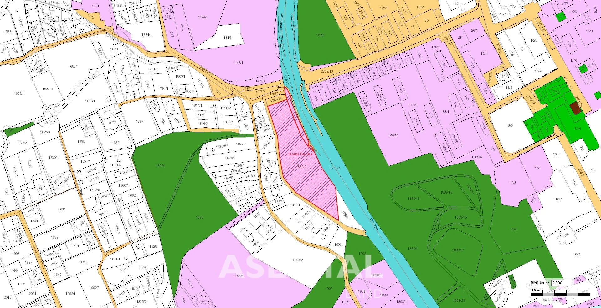 Prodej souboru pozemků o celkové výměře 10 547 m² v k.ú. Dolní Suchá