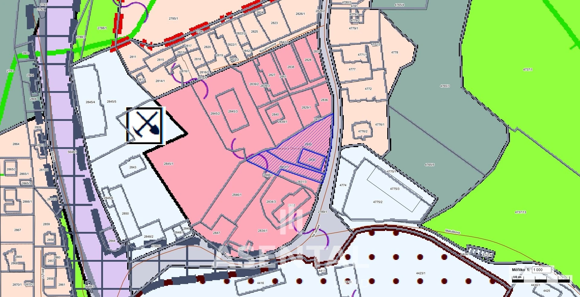 Prodej pozemků o celkové výměře 2 246 m² v k.ú. Slezská Ostrava