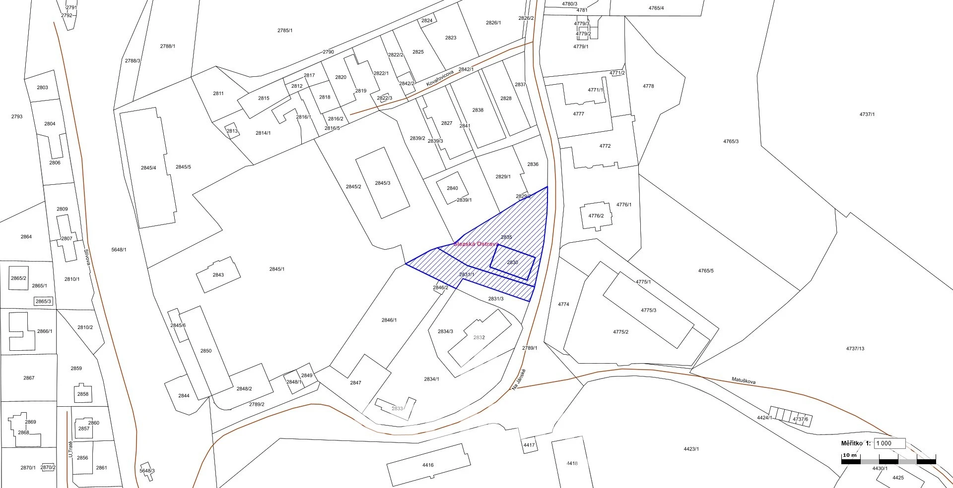 Prodej pozemků o celkové výměře 2 246 m² v k.ú. Slezská Ostrava