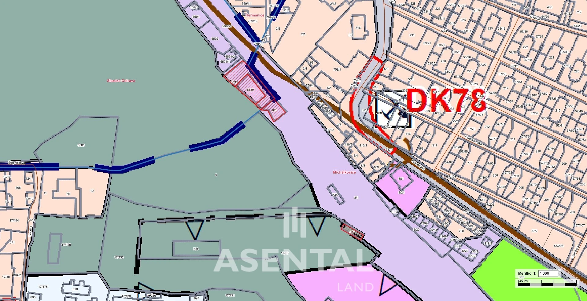 Prodej souboru pozemků o výměře 1 094 m² v k.ú. Slezská Ostrava a k.ú. Michálkovice