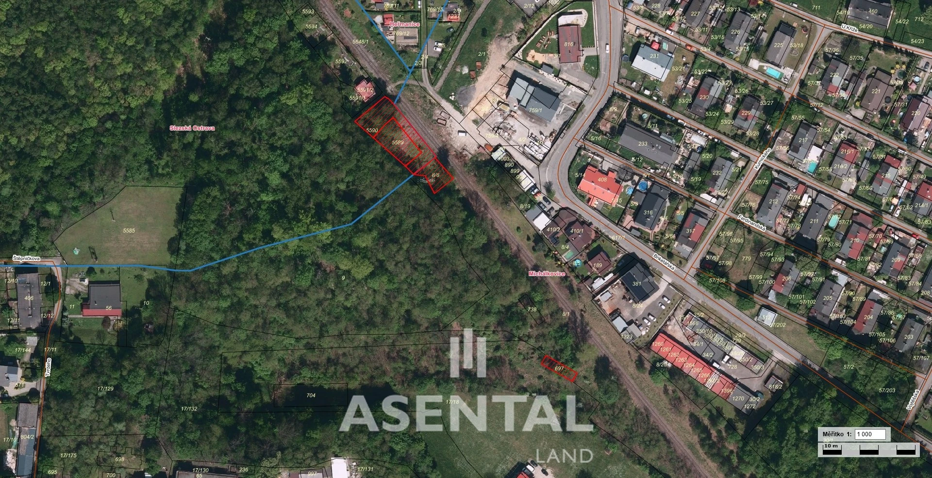 Prodej souboru pozemků o výměře 1 094 m² v k.ú. Slezská Ostrava a k.ú. Michálkovice