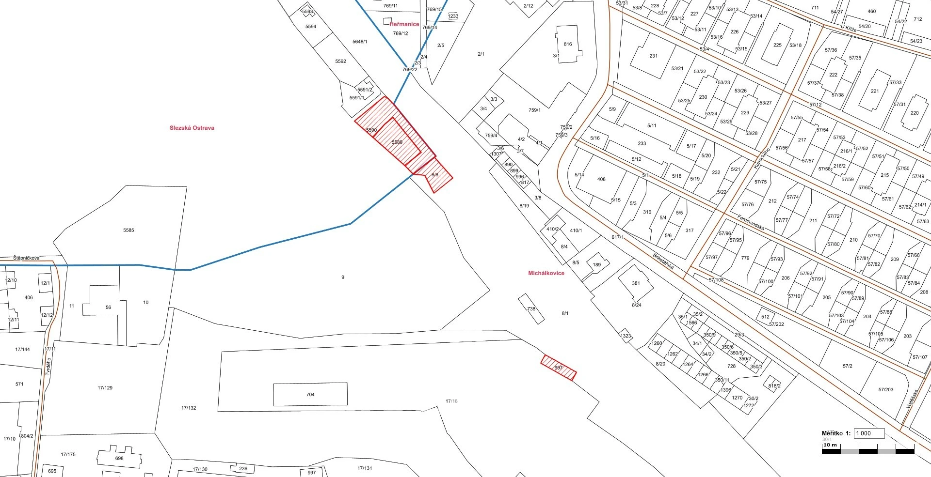 Prodej souboru pozemků o výměře 1 094 m² v k.ú. Slezská Ostrava a k.ú. Michálkovice