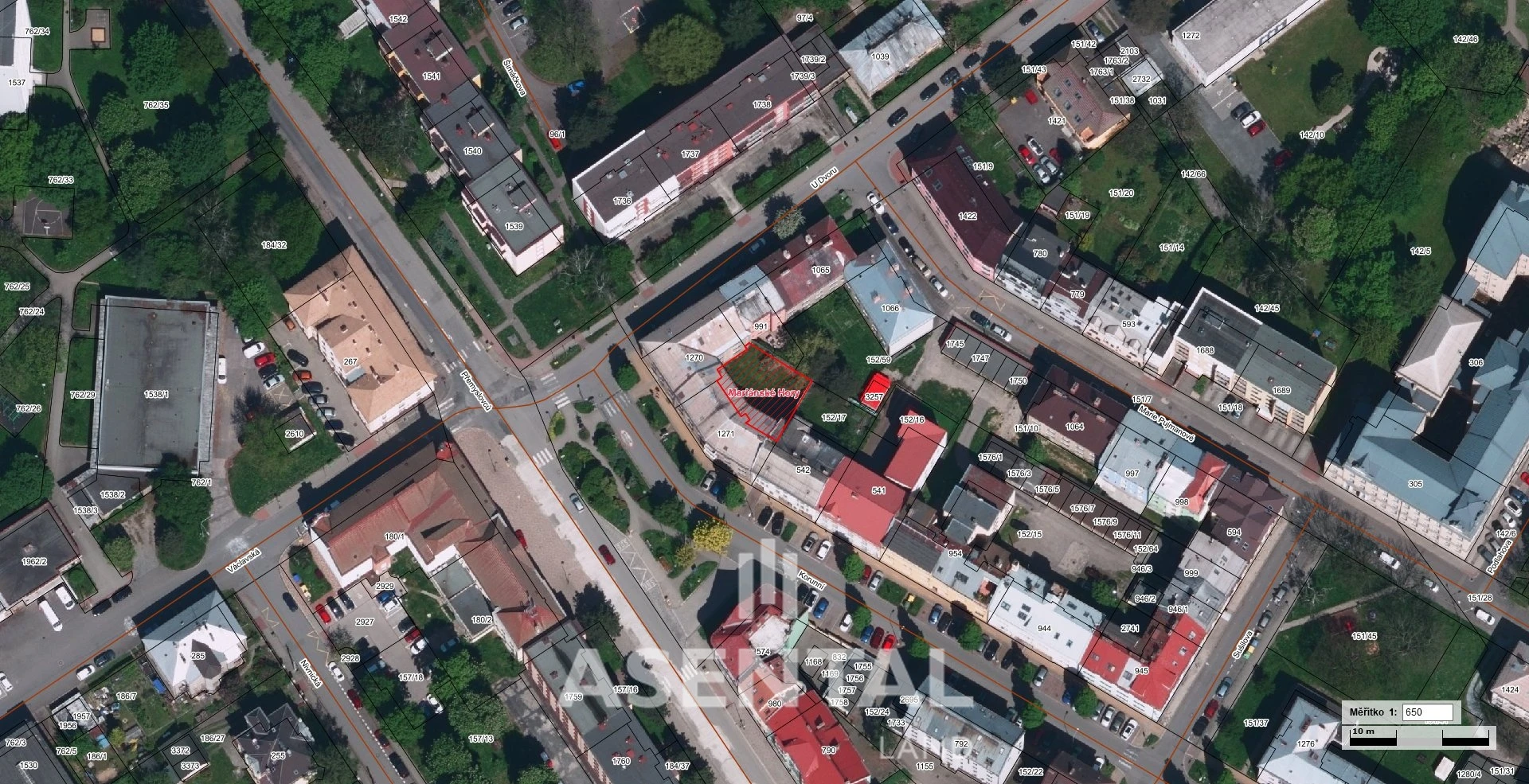 Prodej pozemku o výměře 238 m² v k.ú. Mariánské Hory