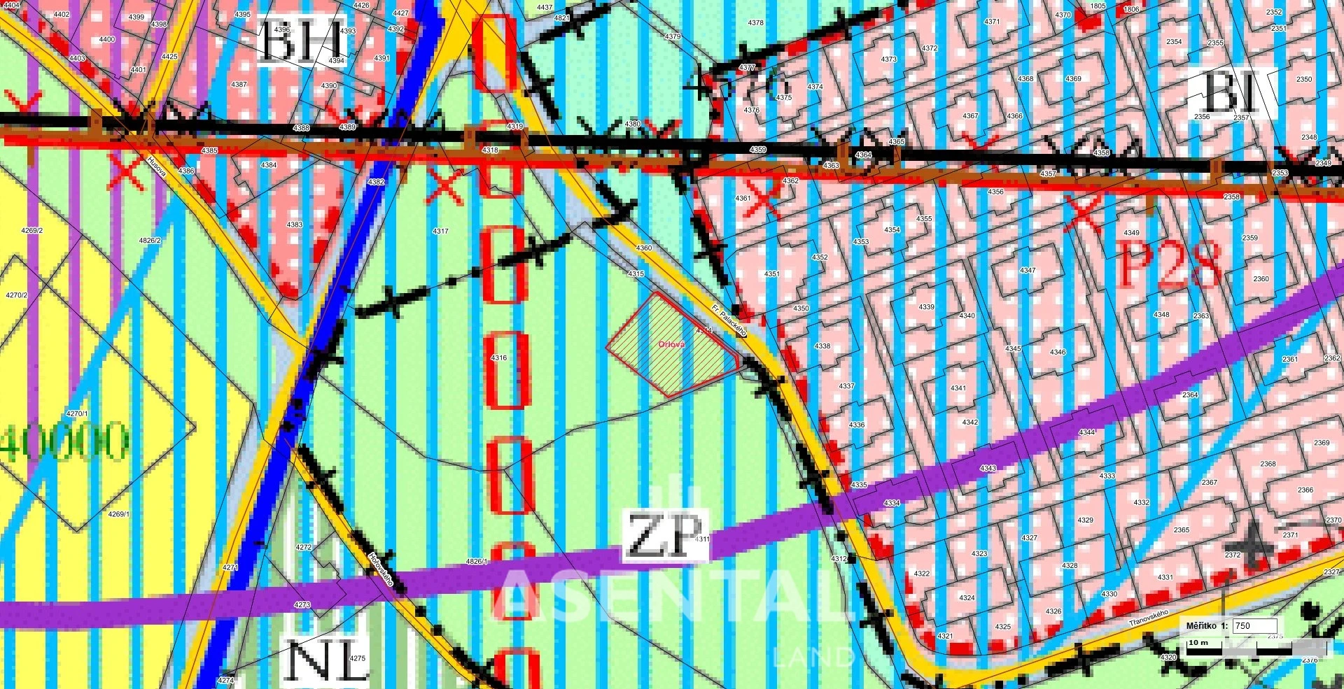 Prodej pozemků o celkové výměře 604 m² v k.ú. Orlová