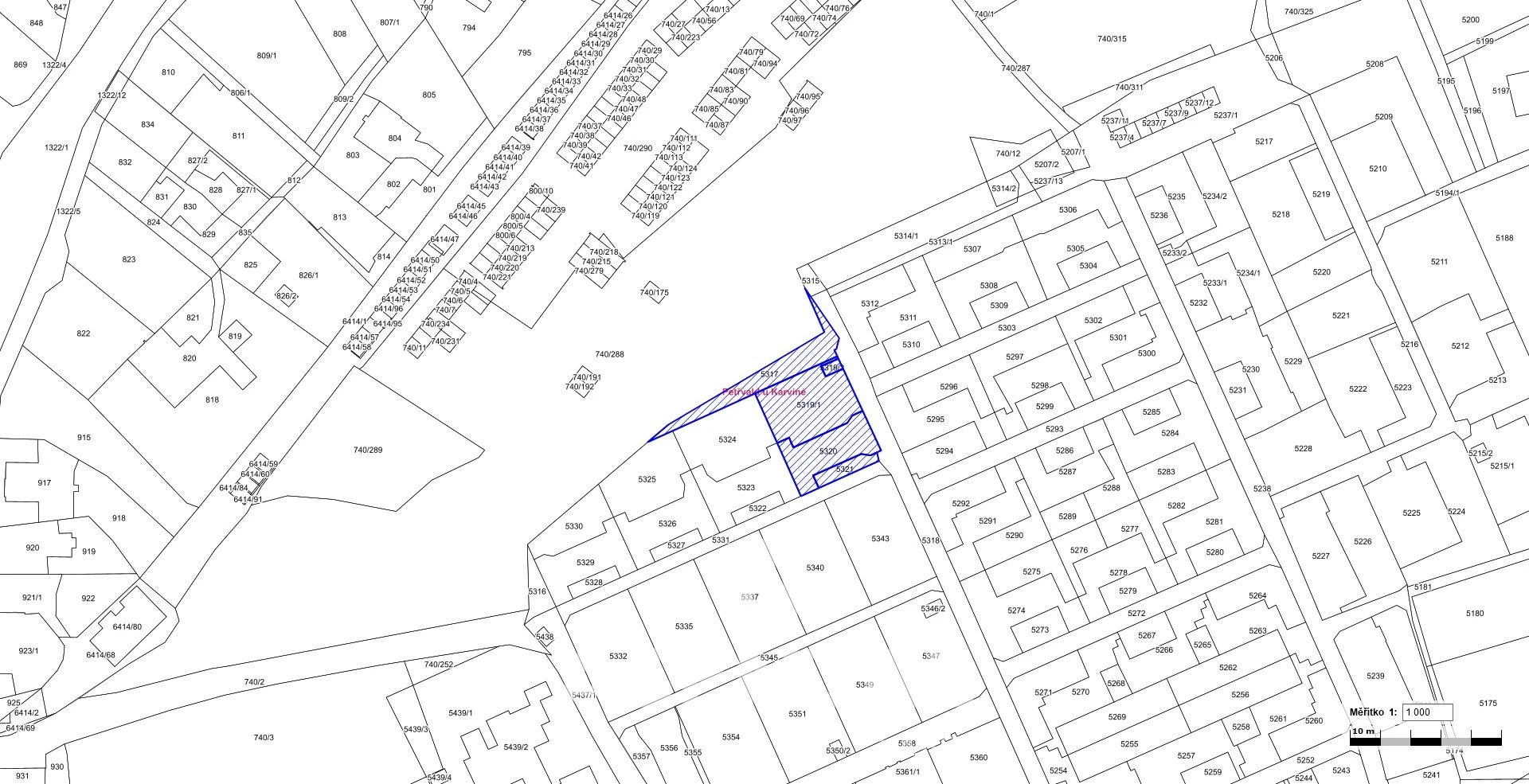 Prodej souboru pozemků o výměře 1 390 m² v k.ú. Petřvald u Karviné
