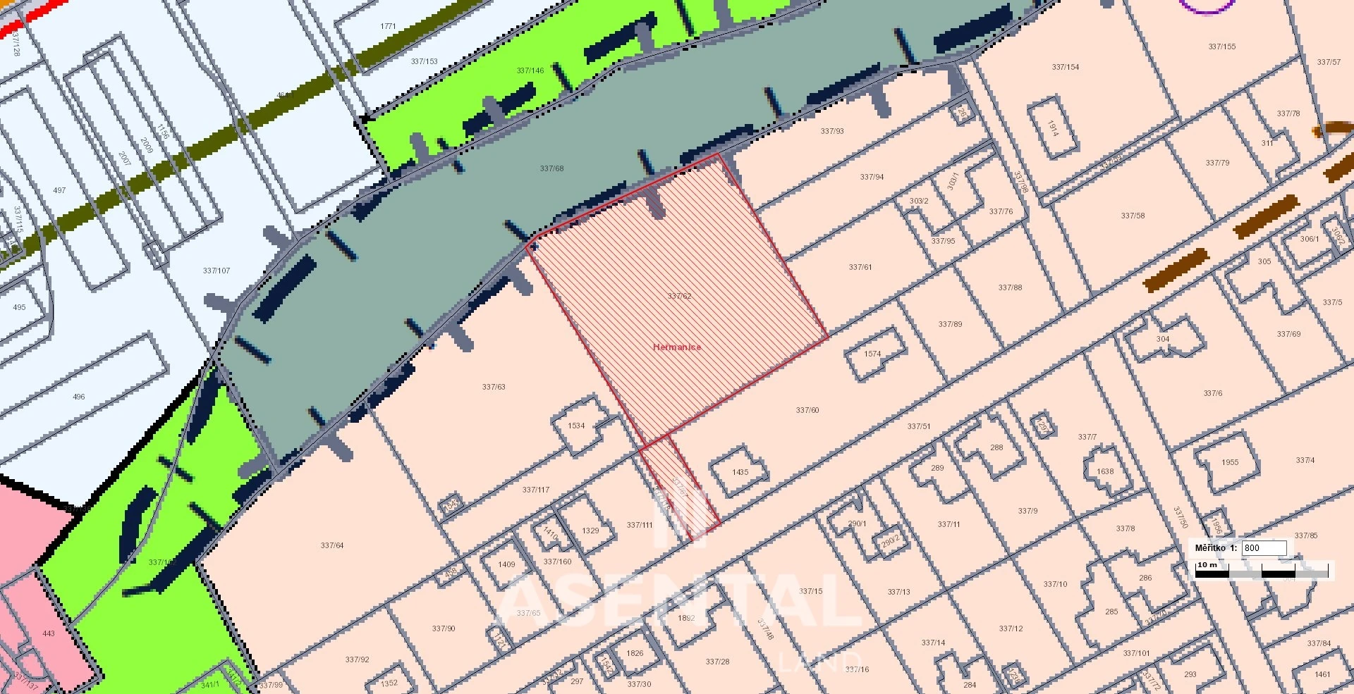 Stavební pozemek 4 668 m² – Ostrava-Heřmanice