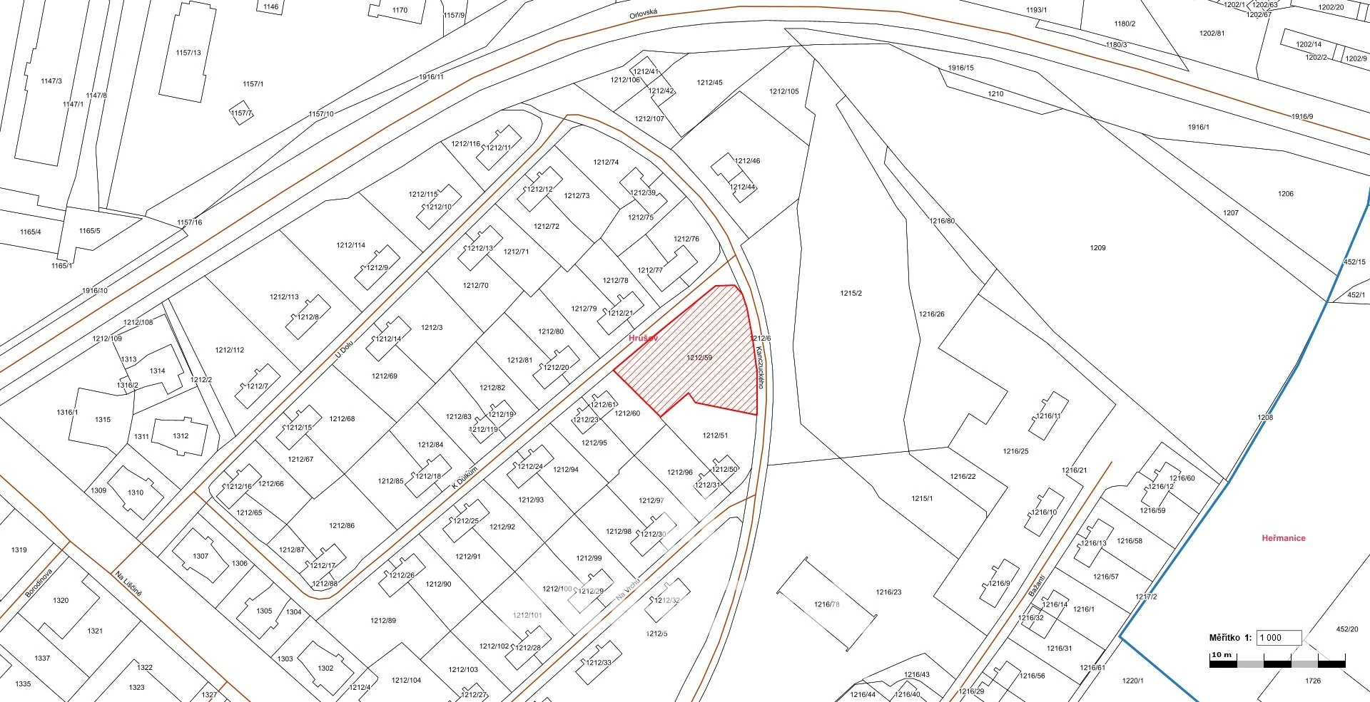 Prodej pozemku o výměře 1 632 m² v k.ú. Hrušov