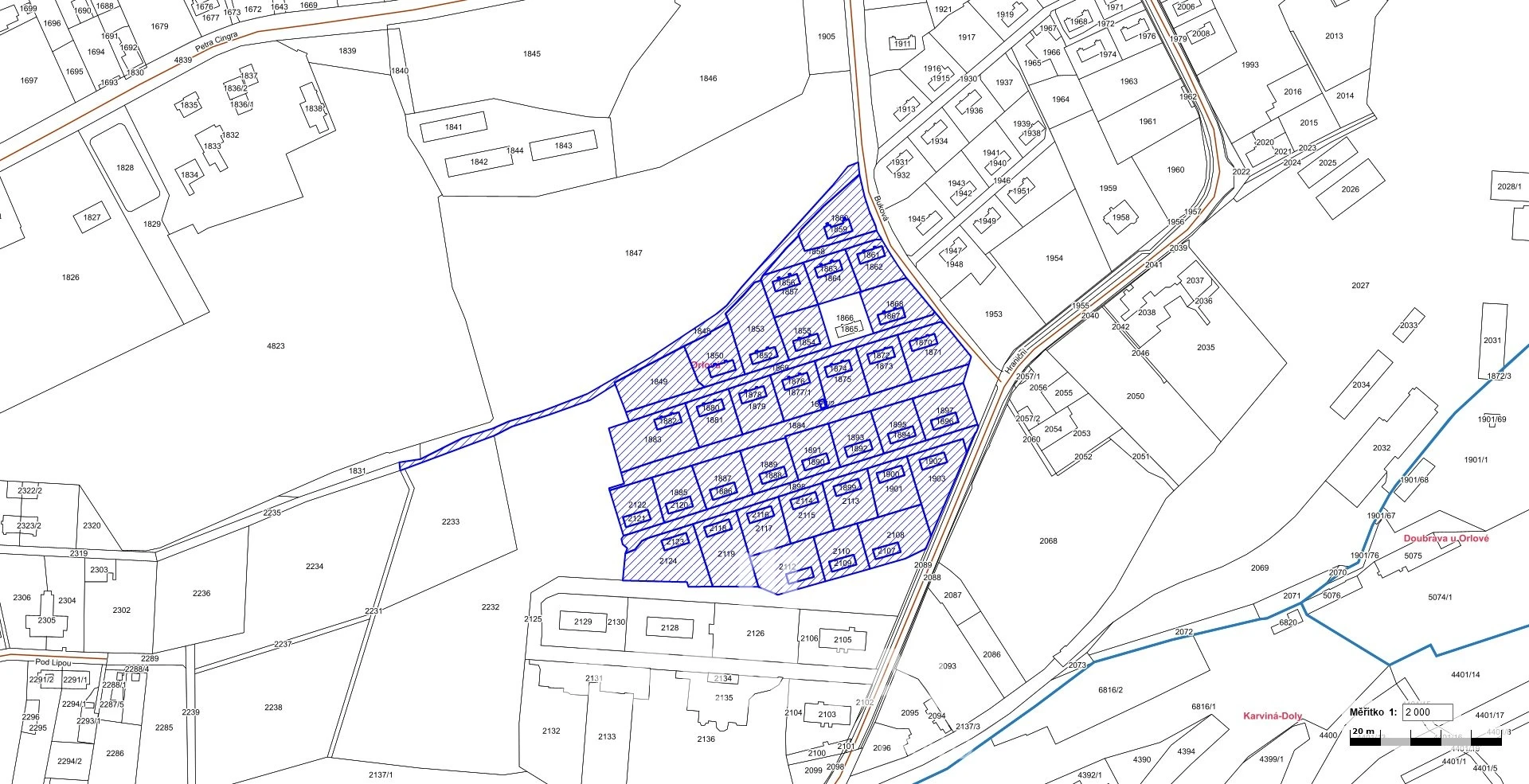 Prodej souboru pozemků o výměře 44 472 m² v k.ú. Orlová - transformační plocha - výroba lehká