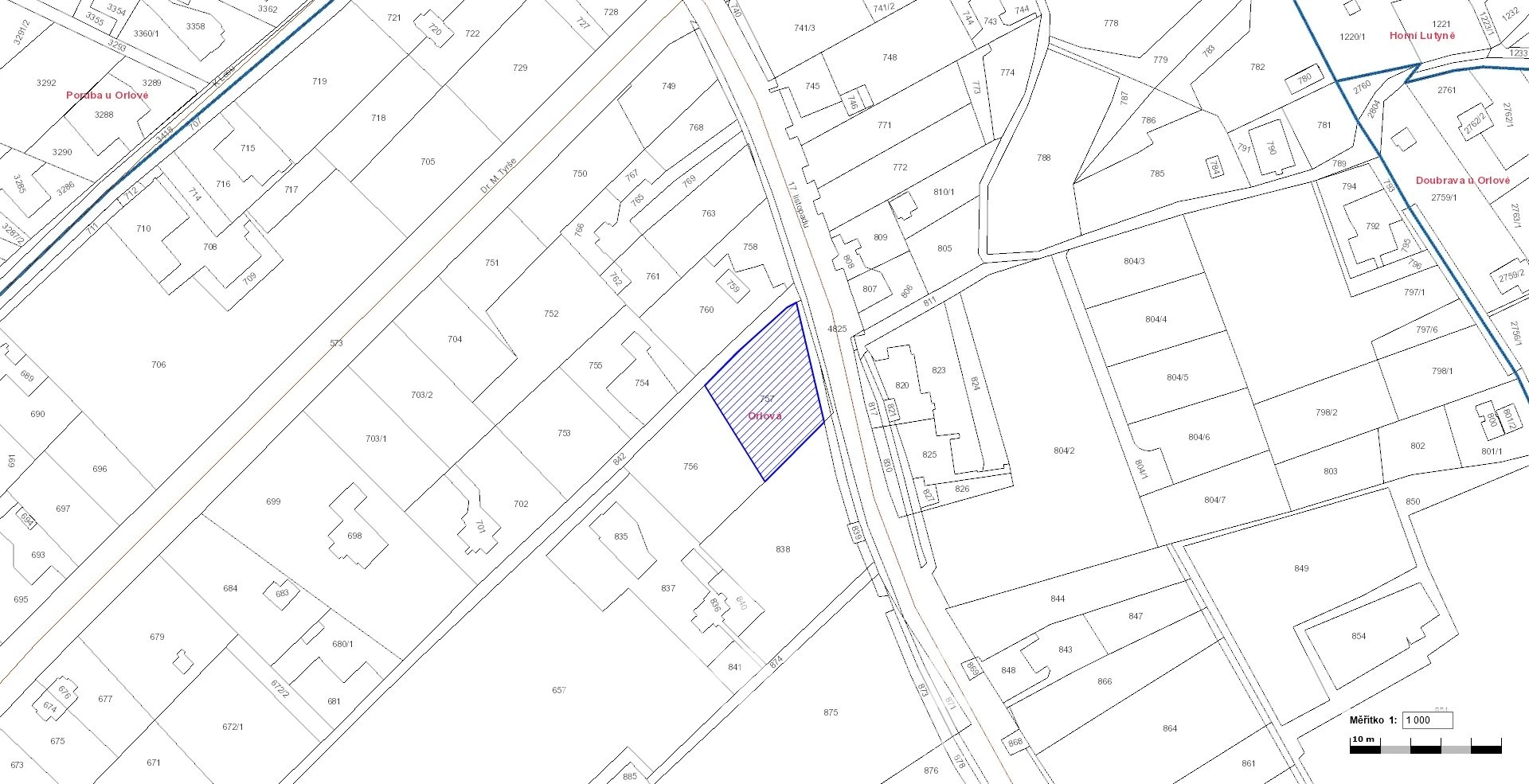 Prodej pozemku pro bydlení o výměře 1 272 m² v k.ú. Orlová