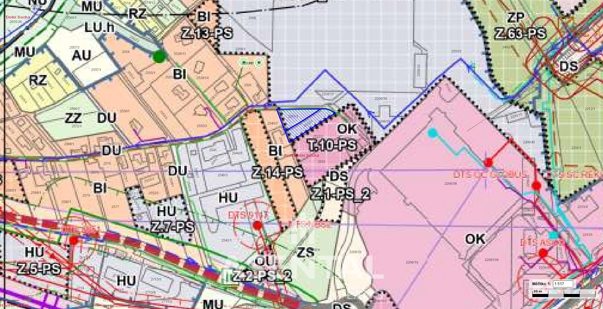 Prodej pozemků, 1 728 m² - Prostřední Suchá