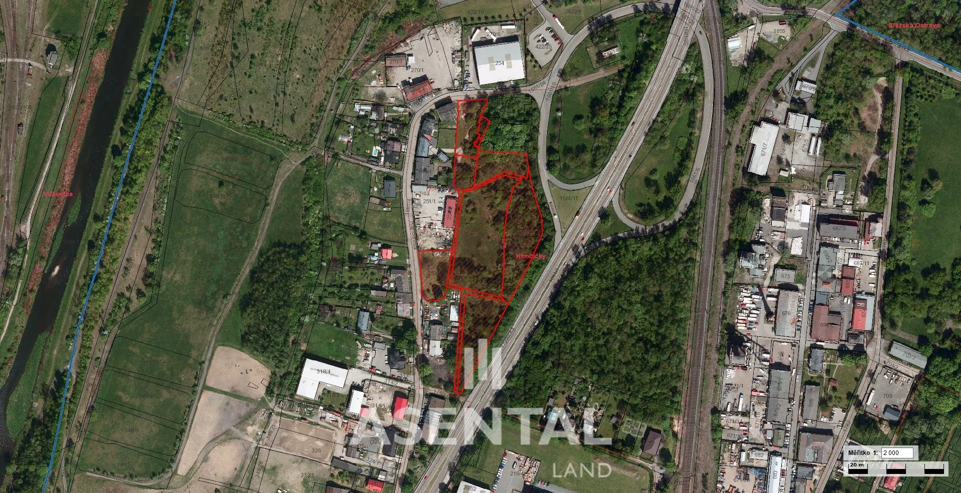 Prodej souboru pozemků o výměře  18 754 m² v k.ú. Kunčičky - plochy smíšené - bydlení a služby