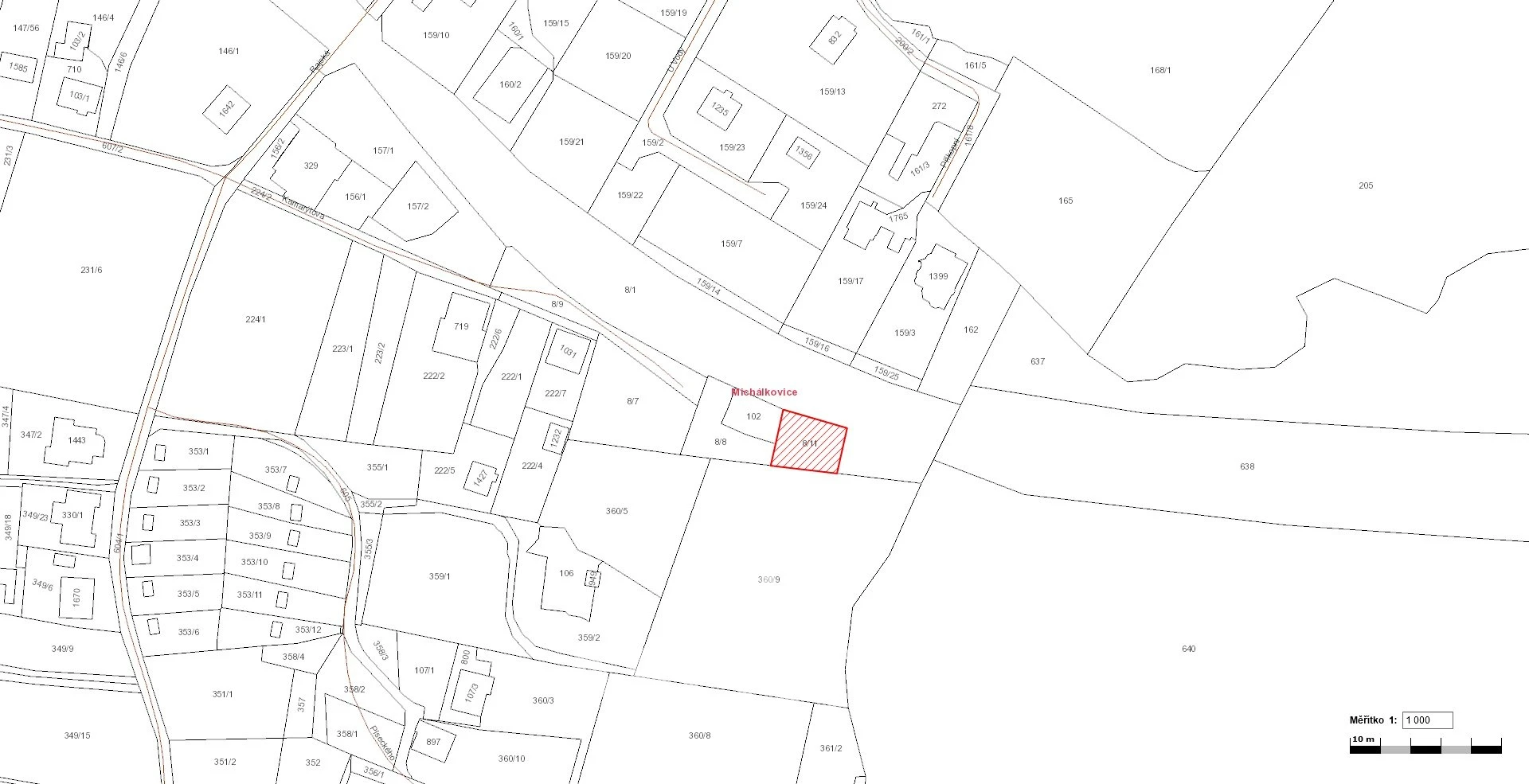 Prodej pozemku o výměře 381 m² v k.ú. Michálkovice