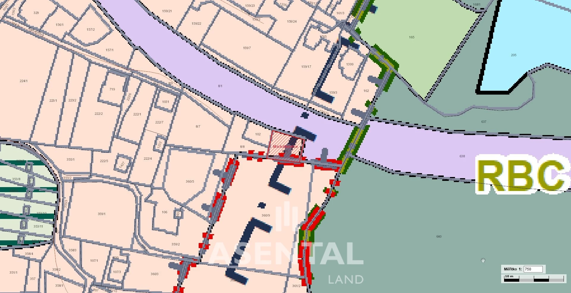 Prodej pozemku o výměře 381 m² v k.ú. Michálkovice