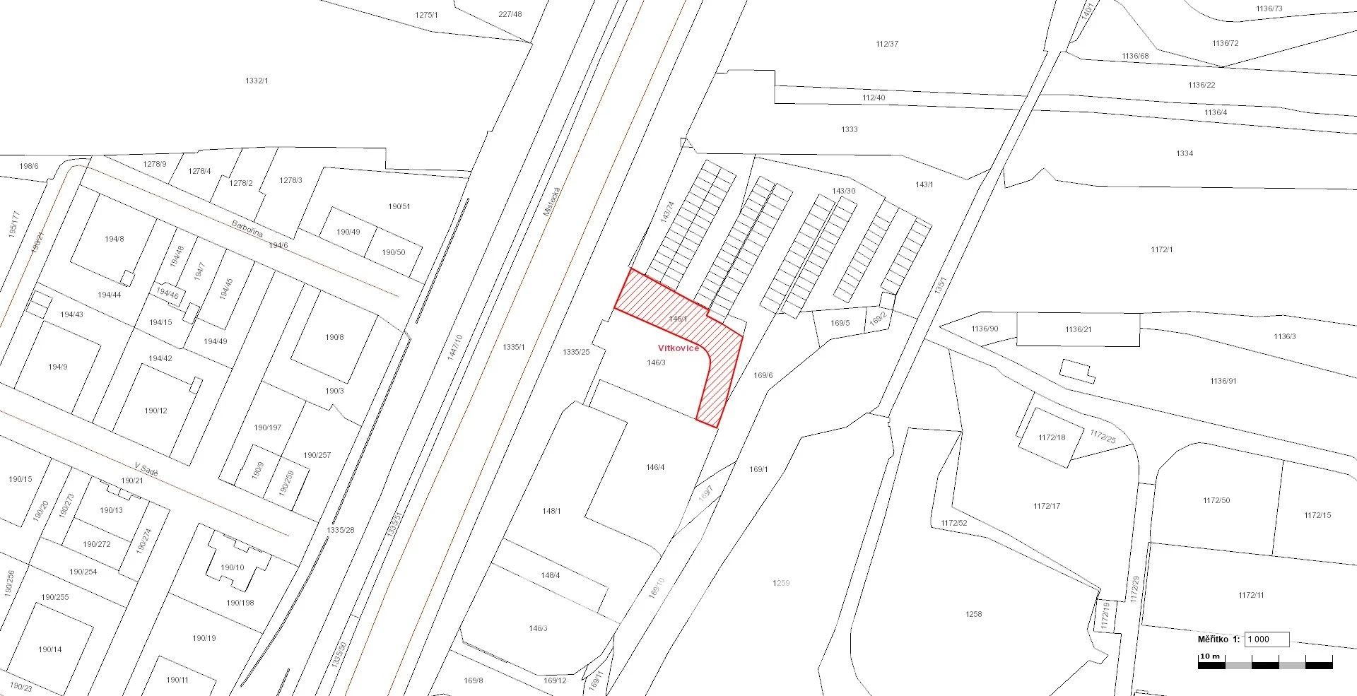 Prodej pozemku o výměře 917 m² v k.ú. Vítkovice v lehkém průmyslu