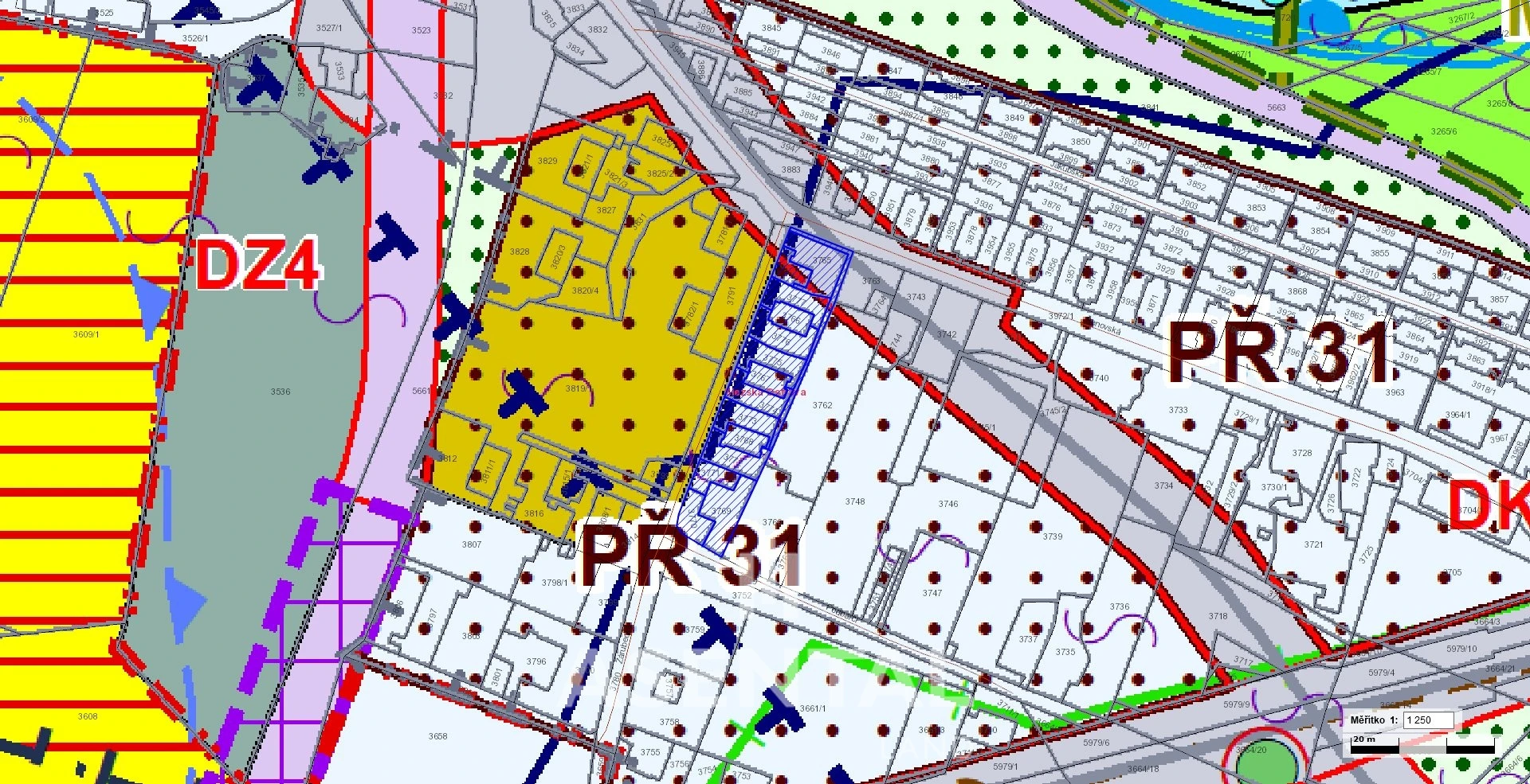 Prodej souboru pozemků o výměře  3 625 m² v k.ú. Slezská Ostrava v lehkém průmyslu s plochou přestavby - plochy smíšené - bydlení a služby