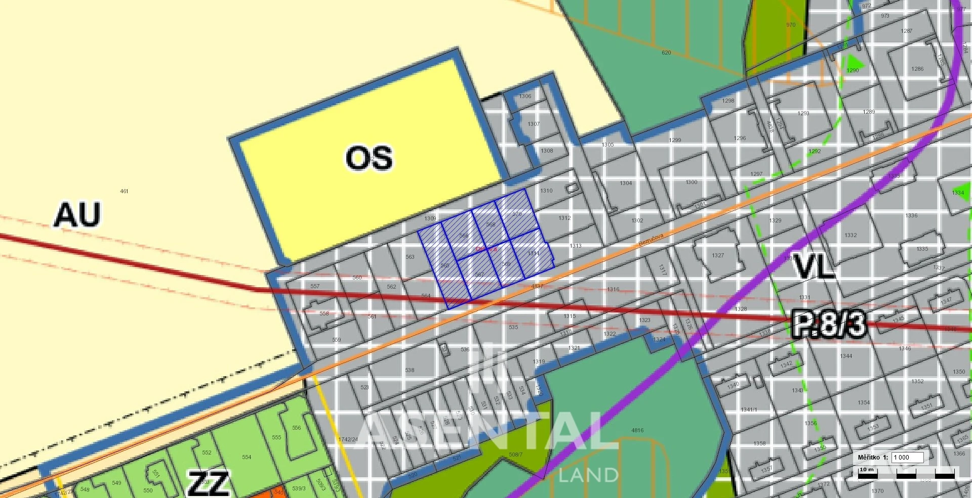 Prodej souboru pozemků o výměře 2 655 m² v k.ú. Orlová - transformační plocha - výroba lehká