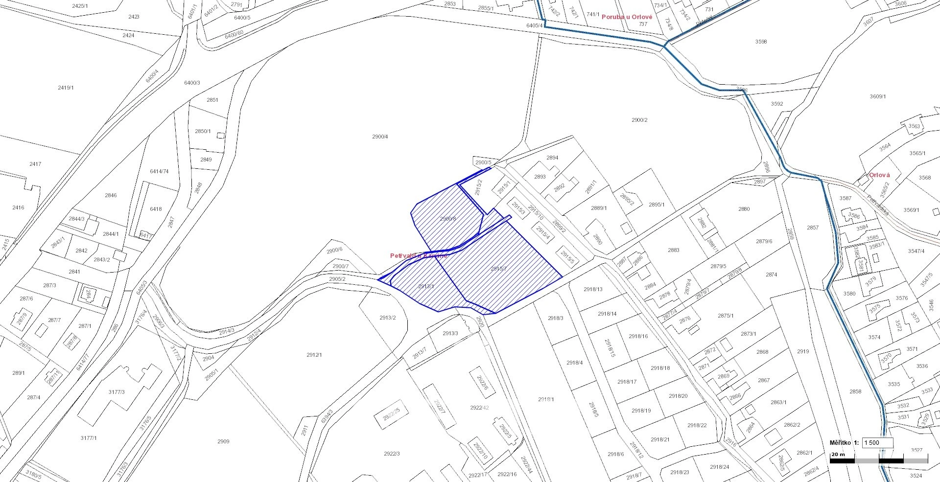 Prodej souboru pozemků o výměře 8 672 m² v k.ú. Petřvald u Karviné