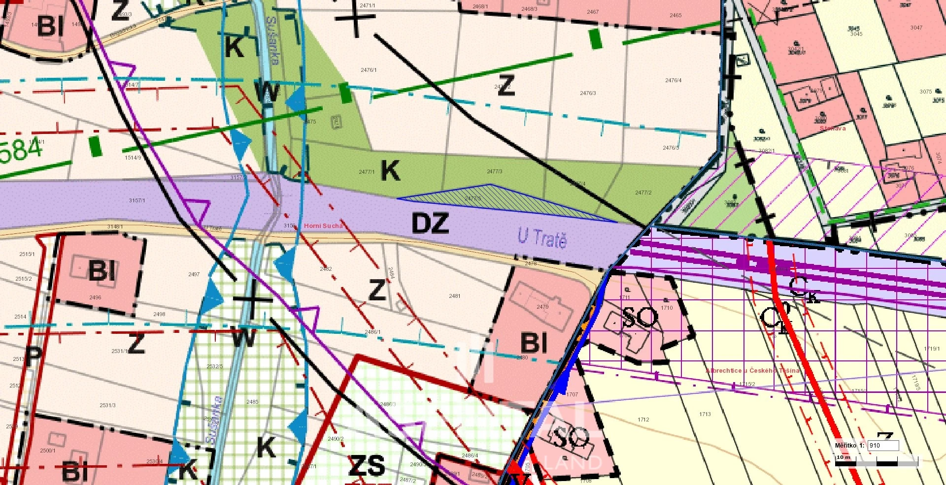 Prodej pozemku – 649 m2, Horní Suchá