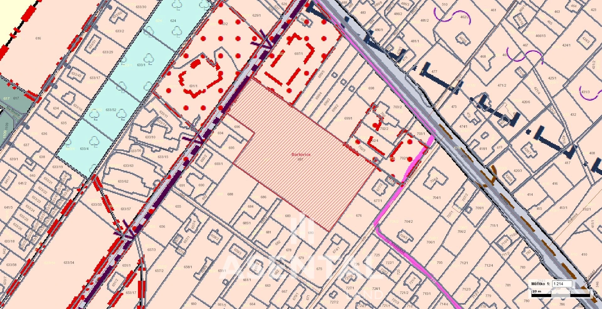 Prodej stavebního pozemku, 11 625 m² - Bartovice